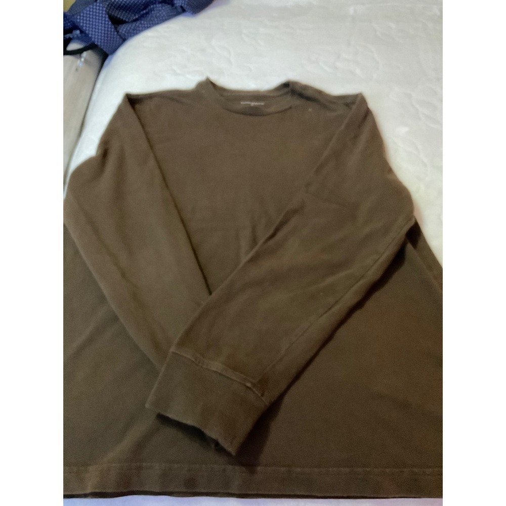 Saddlebred Mens Brown Long Sleeve T-Shirt Cotton Crew Neck Size Large